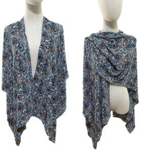 PONCHO SHAWL GEOMETRIC PRINT LAGENLOOK BLANKET SCARF EARTHBOUND TRADING NWOT